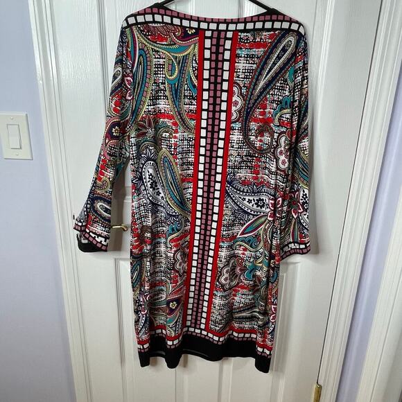 Beige by eci geometric grafittie dress 14 black red blue - Picture 8 of 8